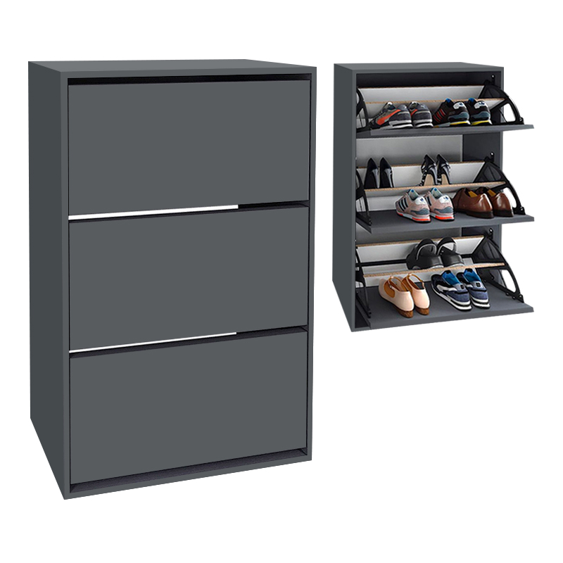 Nave Megapap melamine shoe rack of 18 pairs in anthracite color 73,6x24x110cm.