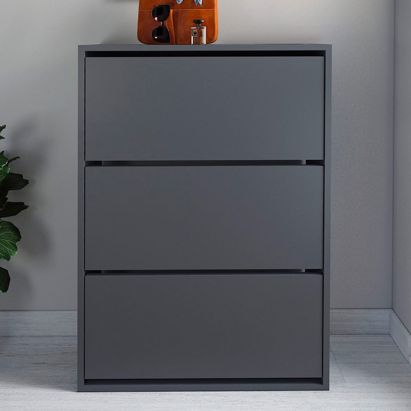 Nave Megapap melamine shoe rack of 18 pairs in anthracite color 73,6x24x110cm.