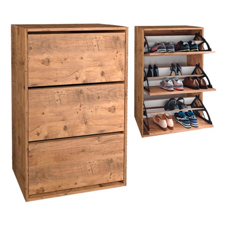 Nave Megapap melamine shoe rack of 18 pairs in pine oak color 73,6x24x110cm.