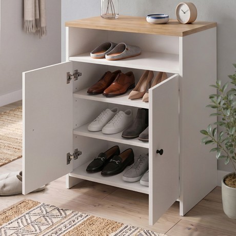 Παπουτσοθήκη - Ντουλάπι Efsun Megapap χρώμα λευκό - sapphire oak 62x35x86εκ.