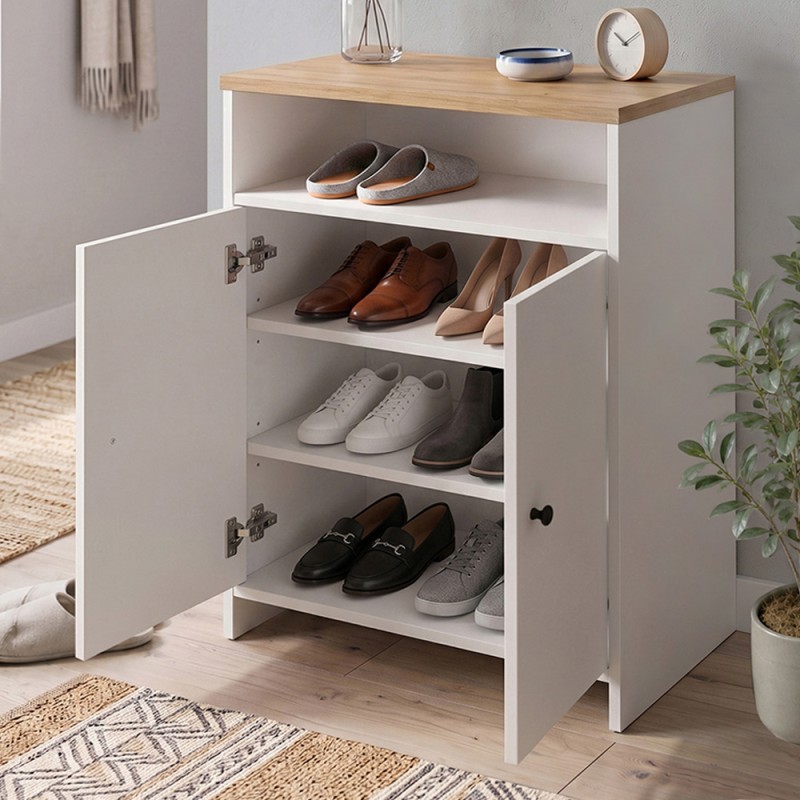 Παπουτσοθήκη - Ντουλάπι Efsun Megapap χρώμα λευκό - sapphire oak 62x35x86εκ.
