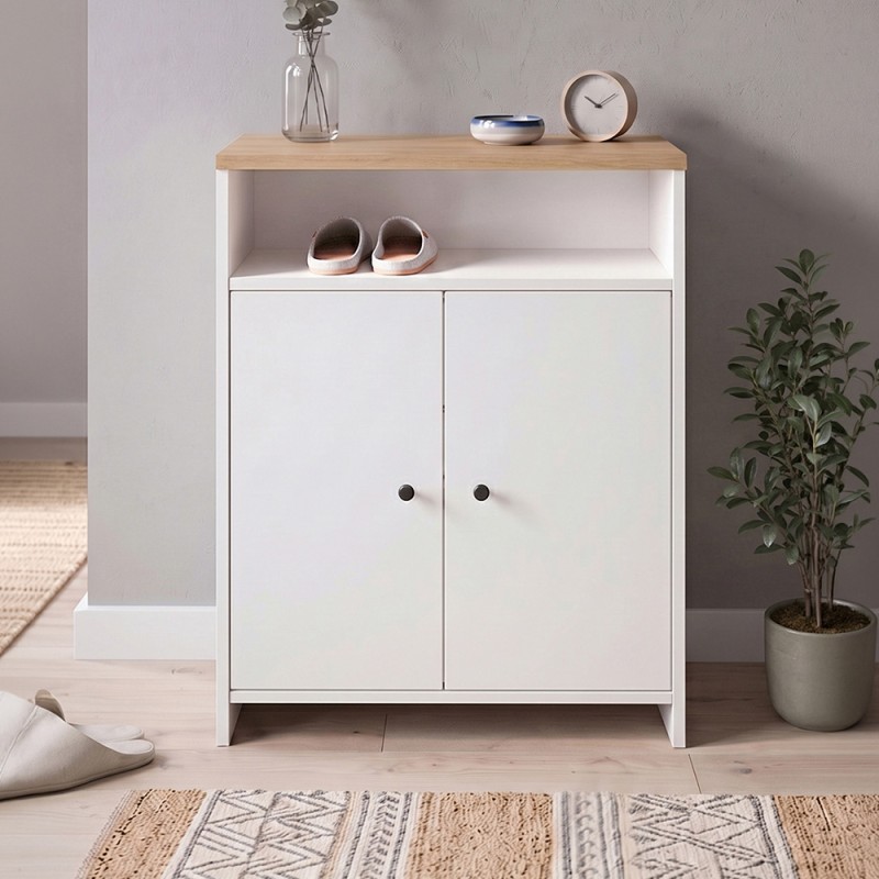Παπουτσοθήκη - Ντουλάπι Efsun Megapap χρώμα λευκό - sapphire oak 62x35x86εκ.