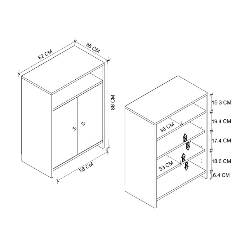 Παπουτσοθήκη - Ντουλάπι Efsun Megapap χρώμα λευκό - sapphire oak 62x35x86εκ.