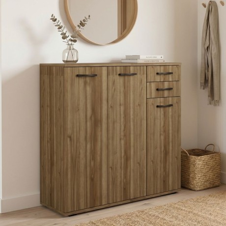 Infinity Megapap melamine shoe cabinet in walnut color 108x35x108cm.