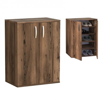 Manolo Megapap melamine shoe cabinet in smoked walnut color 60x38x81.4cm.