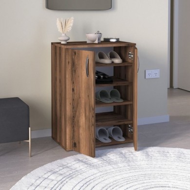 Manolo Megapap melamine shoe cabinet in smoked walnut color 60x38x81.4cm.