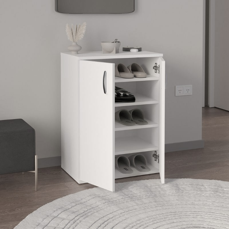 Manolo Megapap melamine shoe cabinet in white color 60x38x81.4cm.