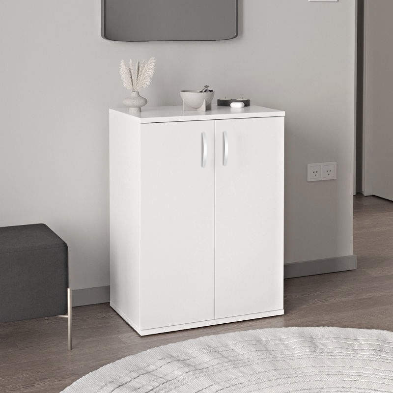 Manolo Megapap melamine shoe cabinet in white color 60x38x81.4cm.