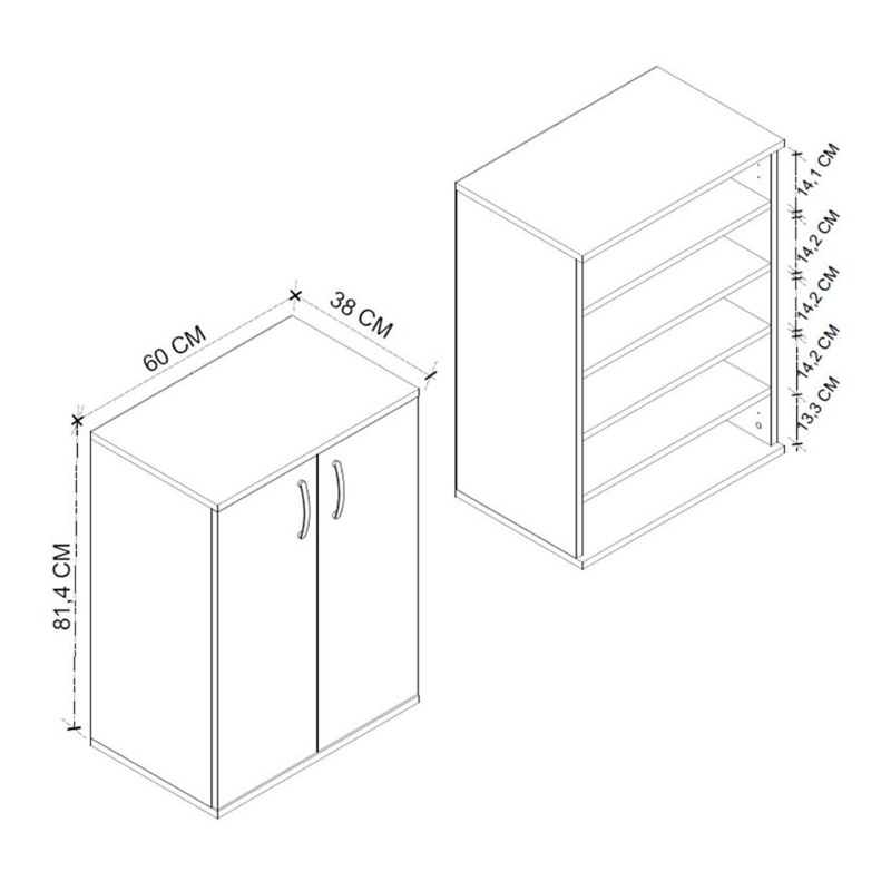 Manolo Megapap melamine shoe cabinet in white color 60x38x81.4cm.