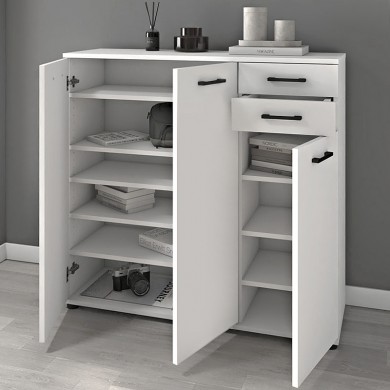 Polly Megapap melamine shoe rack in white color 108x35x108cm.