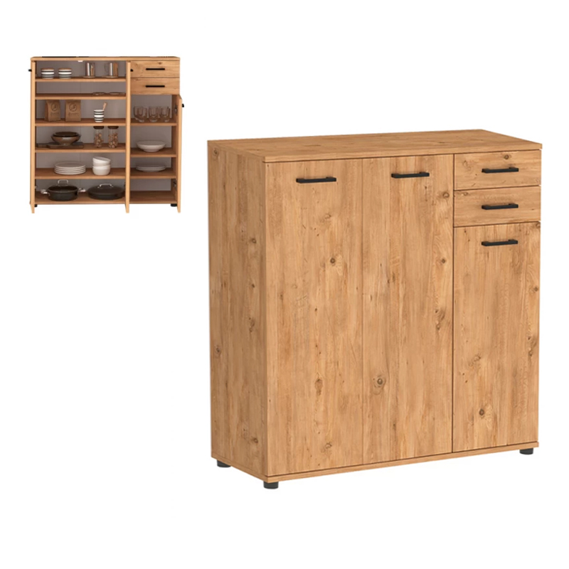 Polly Megapap melamine shoe rack in pine oak color 108x35x108cm.