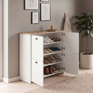 Παπουτσοθήκη Palma Megapap χρώμα λευκό - sapphire oak 90x35x90εκ.