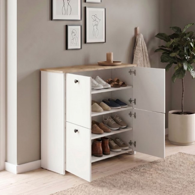 Παπουτσοθήκη Palma Megapap χρώμα λευκό - sapphire oak 90x35x90εκ.