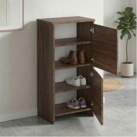 Port Megapap melamine shoe cabinet in walnut color 48x31x92cm