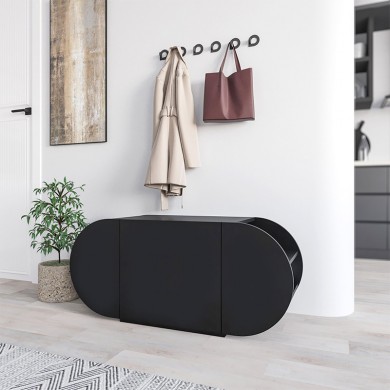 Pozy Megapap shoe bench in black bute color 110x40.4x50cm.
