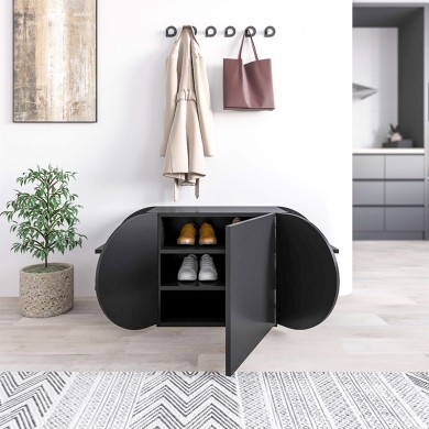 Pozy Megapap shoe bench in black bute color 110x40.4x50cm.