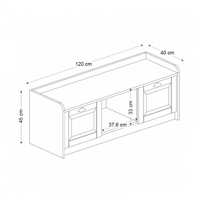 Rayne Megapap melamine shoe cabinet in white - black marble effect color 120x40x45cm.