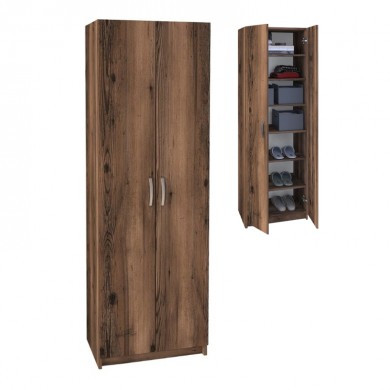 Renso Megapap melamine 2 doors wardrobe - shoe cabinet in smoked walnut color 59,8x37,8x178,5cm.
