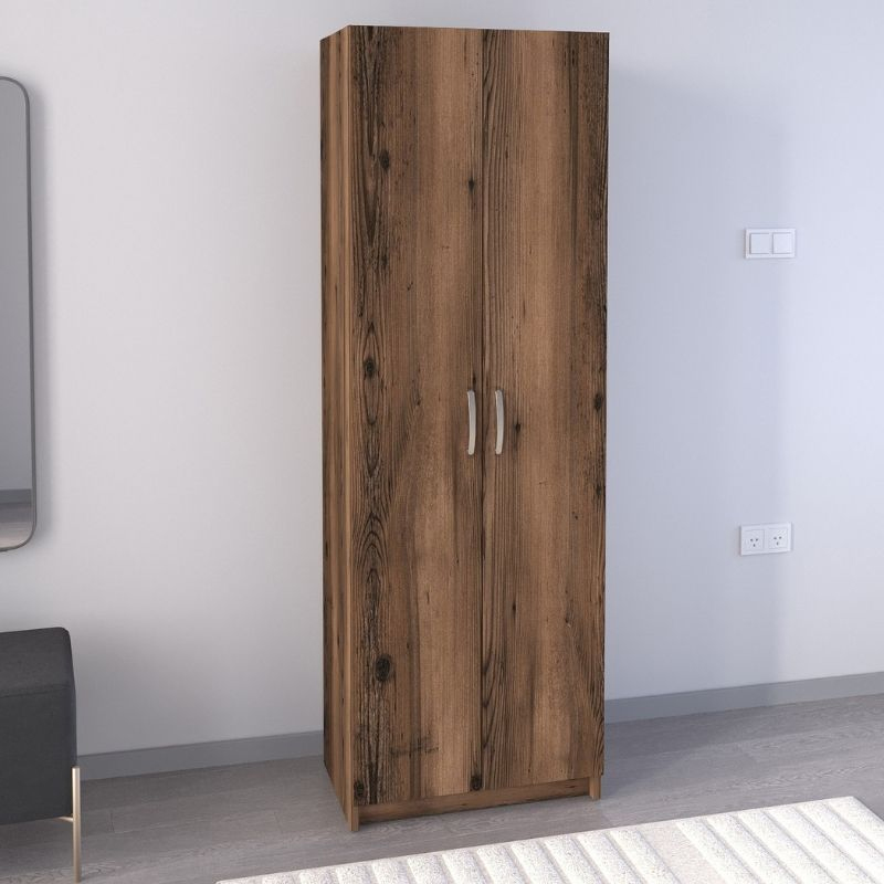 Renso Megapap melamine 2 doors wardrobe - shoe cabinet in smoked walnut color 59,8x37,8x178,5cm.