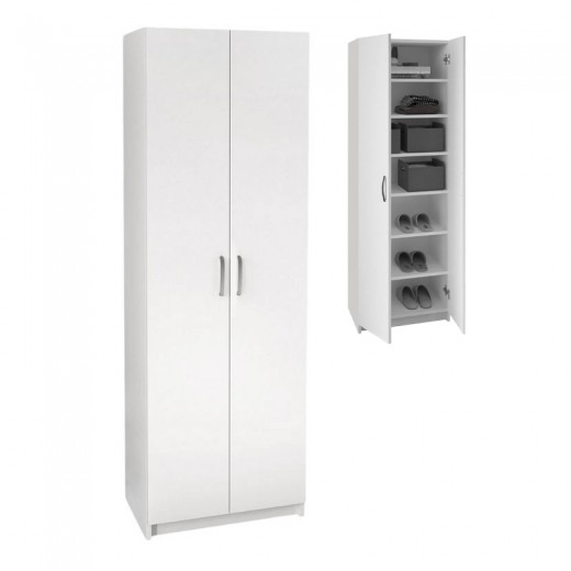 Παπουτσοθήκη Renso Megapap δίφυλλη χρώμα λευκό 59,8x37,8x178,5εκ.