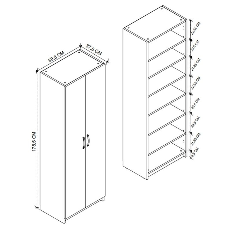 Renso Megapap melamine 2 doors wardrobe - shoe cabinet in sapphire oak color 59,8x37,8x178,5cm.