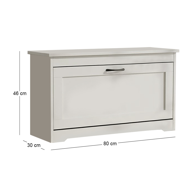 Παπουτσοθήκη - Σκαμπό, MDF Απόχρωση Άσπρο 80x30x46cm