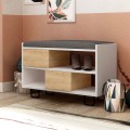 Troy Megapap melamine bench - shoe rack in white - oak color 83,5x35,5x53,5cm.