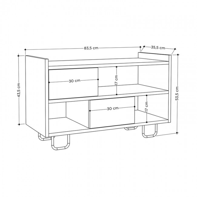 Παπουτσοθήκη Troy Megapap χρώμα λευκό - φυσικό οξιάς 83,5x35,5x53,5εκ.