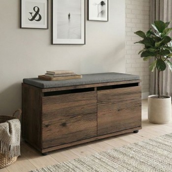 Twain Megapap melamine shoe rack of 8 pairs in smoked walnut color 80x35x42cm.