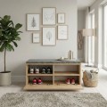 Twain Megapap melamine shoe rack of 8 pairs in sapphire oak color 80x35x42cm.