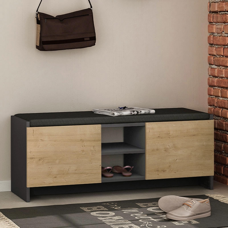 Zulla Megapap melamine entrance furniture in anthracite - oak color 110x37x43cm.