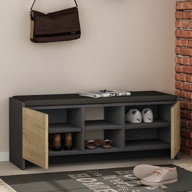 Zulla Megapap melamine entrance furniture in anthracite - oak color 110x37x43cm.