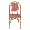 PARIS Καρέκλα Bistro, Αλουμίνιο Φυσικό, Wicker Άσπρο - Κόκκινο, Στοιβαζόμενη