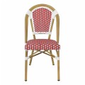 PARIS Καρέκλα Bistro, Αλουμίνιο Φυσικό, Wicker Άσπρο - Κόκκινο, Στοιβαζόμενη