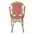 PARIS Καρέκλα Bistro, Αλουμίνιο Φυσικό, Wicker Άσπρο - Κόκκινο, Στοιβαζόμενη