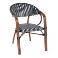 PARIS Armchair Alu Walnut/Wicker White-Black