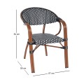 PARIS Armchair Alu Walnut/Wicker White-Black