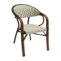 PARIS Armchair Alu Walnut/Wicker Beige-Brown