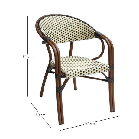 PARIS Armchair Alu Walnut/Wicker Beige-Brown