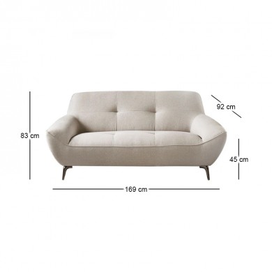 PEDRO Kαναπές Σαλονιού - Καθιστικού 2Θέσιος, Ύφασμα Mixed Beige 169x92x83cm
