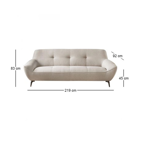 Kαναπές Pedro τριθέσιος υφασμάτινος χρώμα mixed beige 219x92x83εκ.