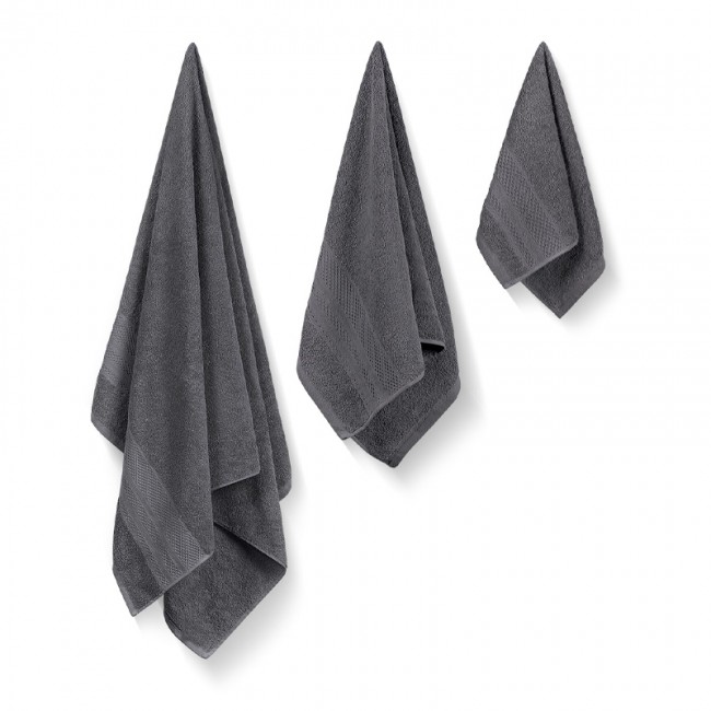 Πετσέτες μπάνιου Piramit Capa Home σετ 3 τμχ 450gr/m² χρώμα ανθρακί