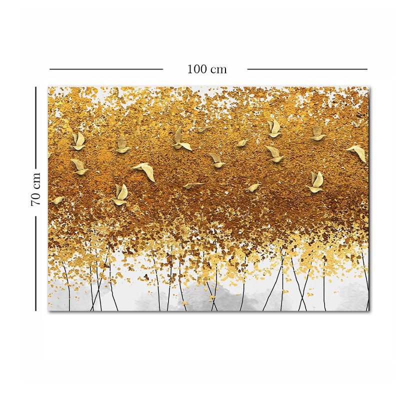 Golden Birds Megapap painting on canvas digital printing 100x70x3cm.