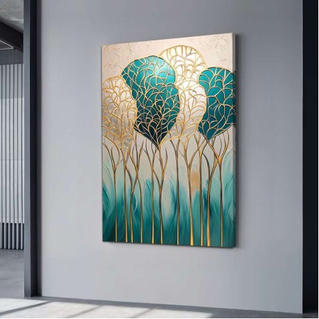 "Golden Leaves" Megapap painting on canvas digital printing 70x100x3cm.