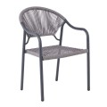 POLIS Armchair Metal Anthracite/Rope Wicker Grey