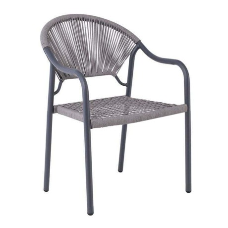 POLIS Armchair Metal Anthracite/Rope Wicker Grey