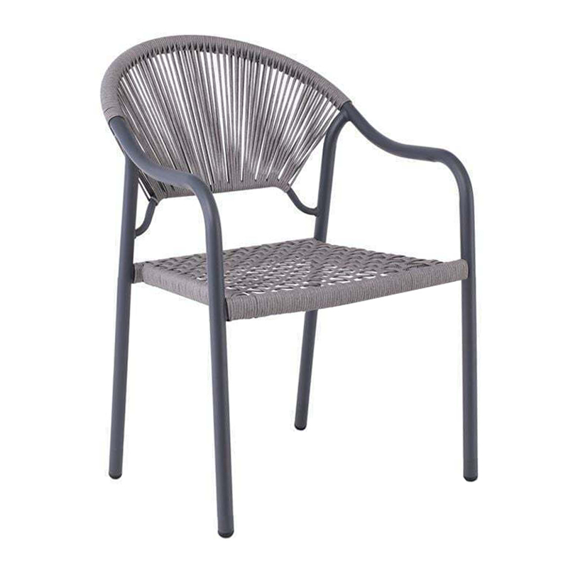 POLIS Armchair Metal Anthracite/Rope Wicker Grey