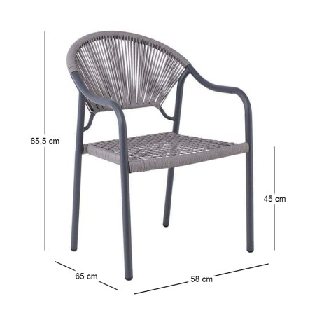 POLIS Armchair Metal Anthracite/Rope Wicker Grey