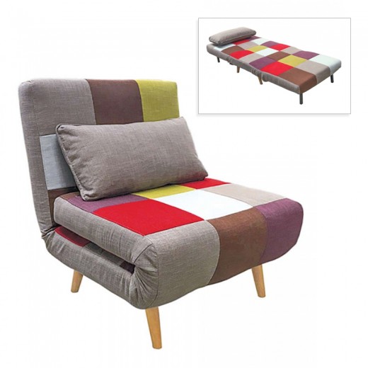 Πολυθρόνα Sara με επένδυση από ύφασμα patchwork 80x89x88εκ