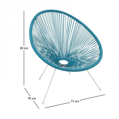 Πολυθρόνα ACAPULCO από rattan σε μπλε χρώμα 73x76x89εκ.